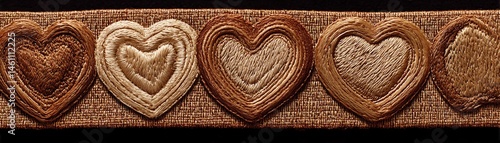 Obraz na płótnie Wooden hearts artwork on a dark background, ideal for decor or craft. w salonie