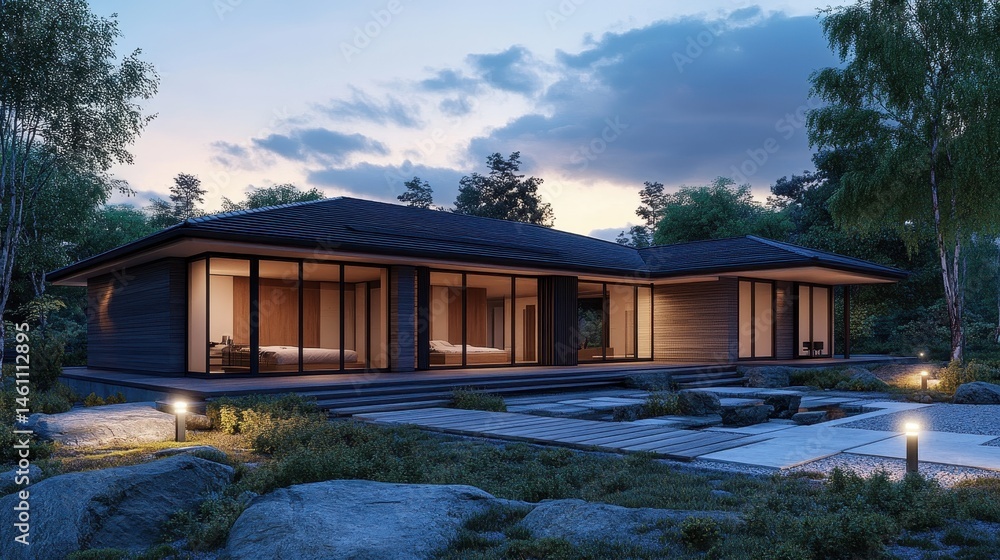 Japanese-style architecture, a wooden-structure house Japanese-style architecture, a wooden-structure house