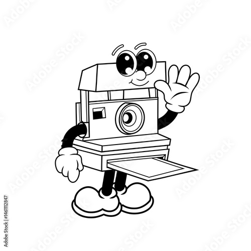 Retro character design from friendly camera outline