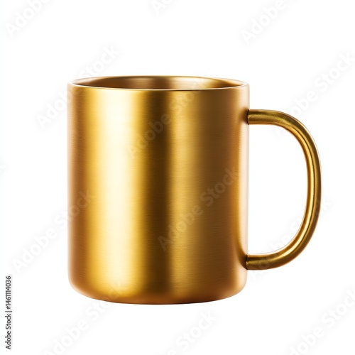 Obraz na płótnie Gold metallic mug isolated on a white background. w salonie