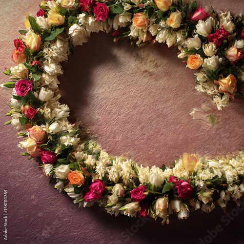 Obraz na płótnie Colorful floral wreath on a textured background. w salonie
