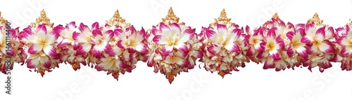 Obraz na płótnie Colorful flower garland, white isolate background w salonie