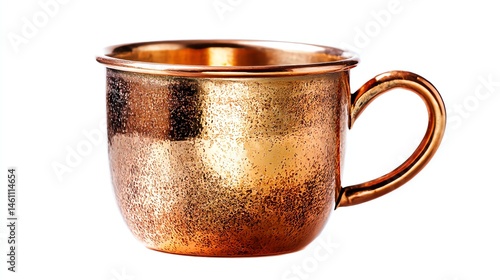 Obraz na płótnie Copper mug with a shiny finish, isolated on a white background. w salonie