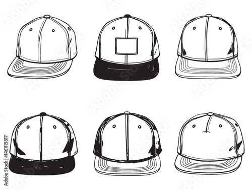 High Quality Snapback Hat Line Art for Graphic Projects
