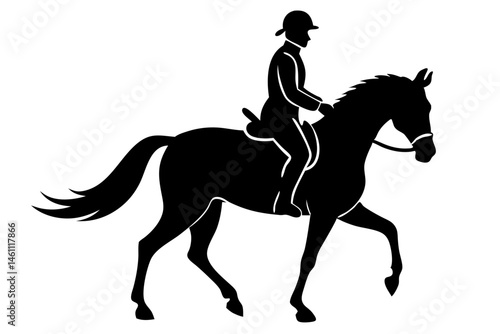 Black silhouette of a horse and rider on a transparent background, horse, rider, silhouette, equestrian, animal, mammal, western, cowboy, sport, profile, gallop, equine, horseback, racing, competition