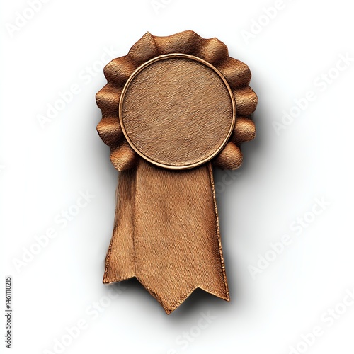 Obraz na płótnie Bronze award ribbon on white isolated background. w salonie