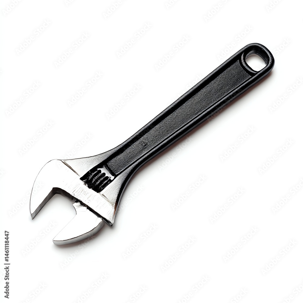 Adjustable wrench on white isolate background