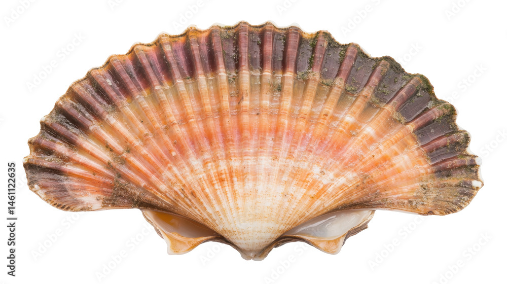 Colorful Scallop Shell Isolated on Transparent Background Showcasing Natural Textures and Patterns Colorful Scallop Shell Isolated on Transparent Background Showcasing Natural Textures and Patterns