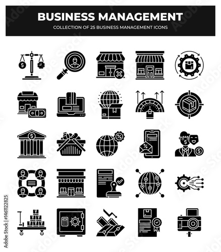 Collection of 25 Business Management Icons: Streamline Your Business Strategy