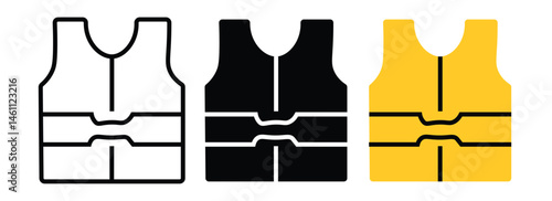 Life Jacket icon. Safety vest icon. Reflective vest icon. life jacket outline icon on white background
