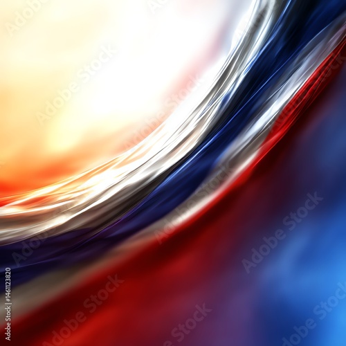 Obraz na płótnie Abstract wave design in red, white, and blue colors on a smooth background. w salonie