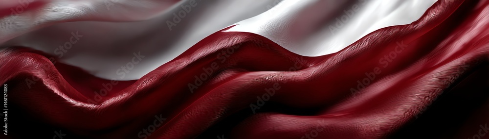 Polish flag, elegant fabric with folds, smooth texture, flowing waves.