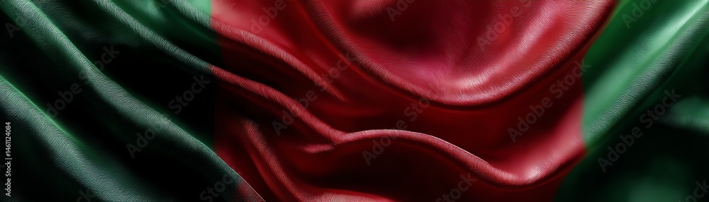 Bangladesh flag, vibrant colors, textured fabric, flowing waves
