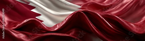 Obraz na płótnie Close-up of a flowing Qatar flag, showcasing rich colors and texture. w salonie
