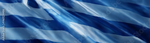 Obraz na płótnie Greek flag waving gracefully in vibrant shades of blue and white. w salonie