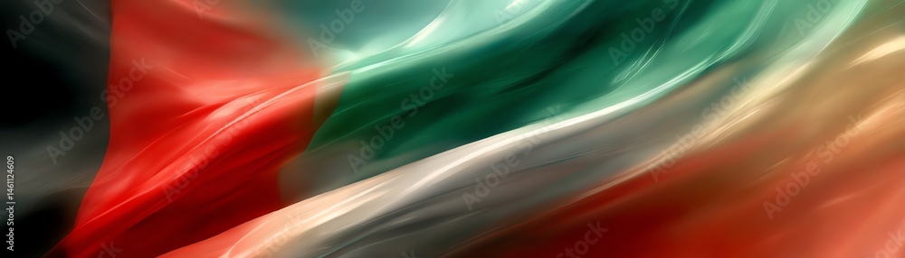Waving flag with vibrant colors and smooth texture, representing national pride.