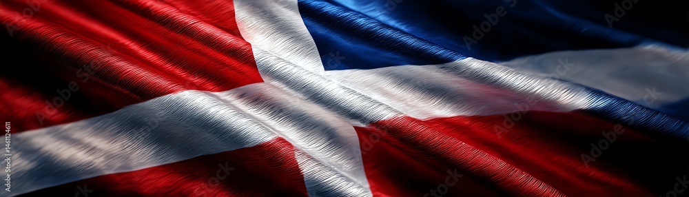 Flag of a country waving softly, showcasing vibrant colors and unique patterns.