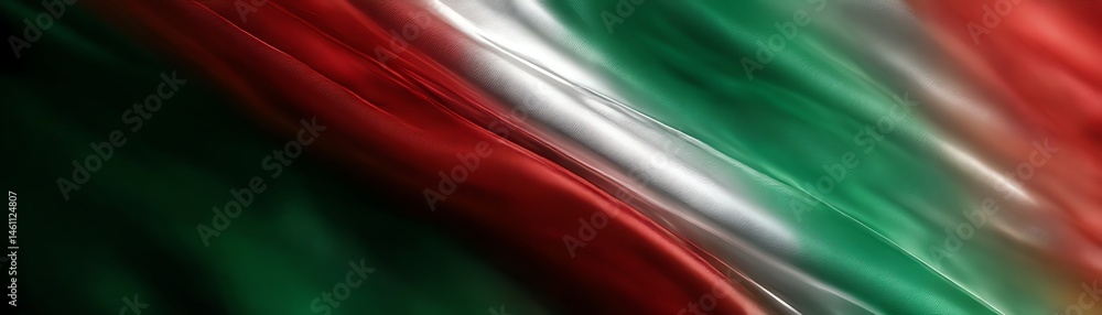 Abstract wave of Italian flag colors flowing gracefully.