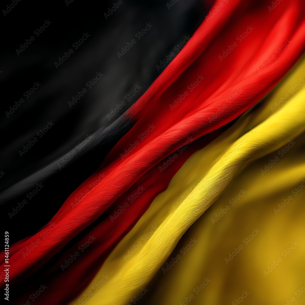 Silky colors of the German flag flowing elegantly in the breeze.