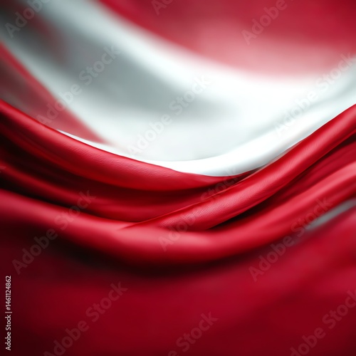Obraz na płótnie Waving fabric in shades of red and white, smooth texture, elegant draping. w salonie