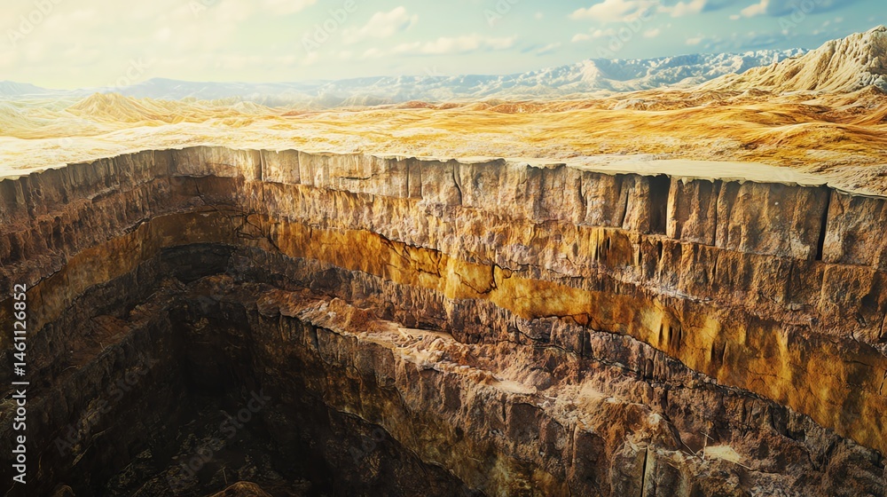 A breathtaking view of a canyon under a bright sky showcasing intricate rock formations.