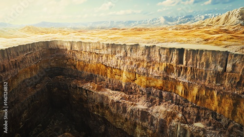 Obraz na płótnie A breathtaking view of a canyon under a bright sky showcasing intricate rock formations. w salonie