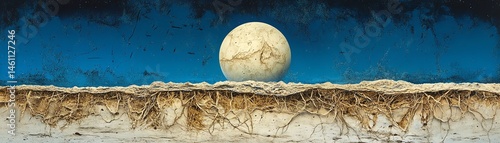 Obraz na płótnie A mesmerizing landscape depicting moon above earthy textures and vibrant skies. w salonie