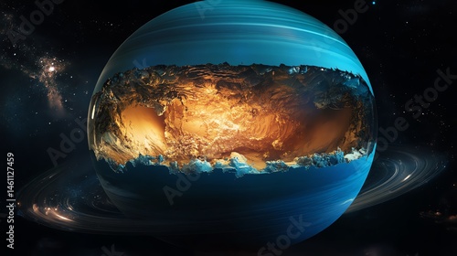 Obraz na płótnie A stunning visualization of a planet with vibrant colors and unique surface features. w salonie