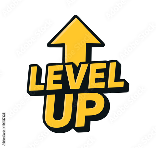 Level Up Text with Upward Arrow