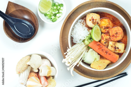 Chinese snack, sichuan malatang, hot spicy soup