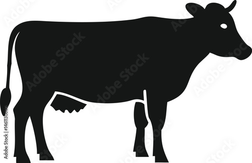 Silhouette Vector of Dairy Cow | Black Farm Animal Illustration