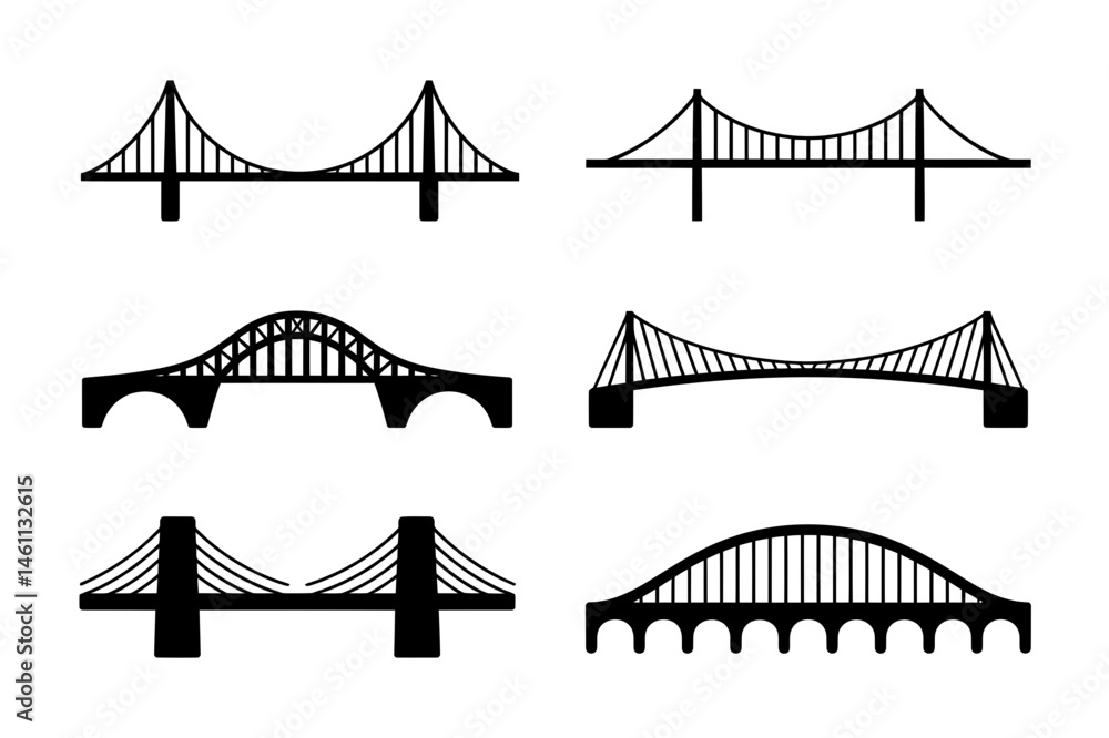 Obraz premium Bridge silhouette collection design illustration