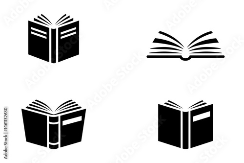 Open book literature study reading education icons