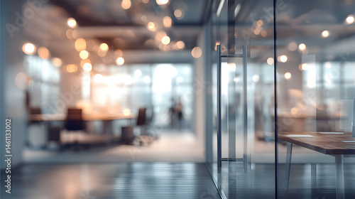 Wallpaper Mural Blurred office interior scene with glass door modern workspace calm environment professional view Torontodigital.ca