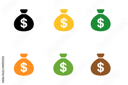 Money bag dollar sign wealth finance investment icon