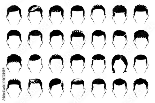 Collection of different men hairstyle haircuts set