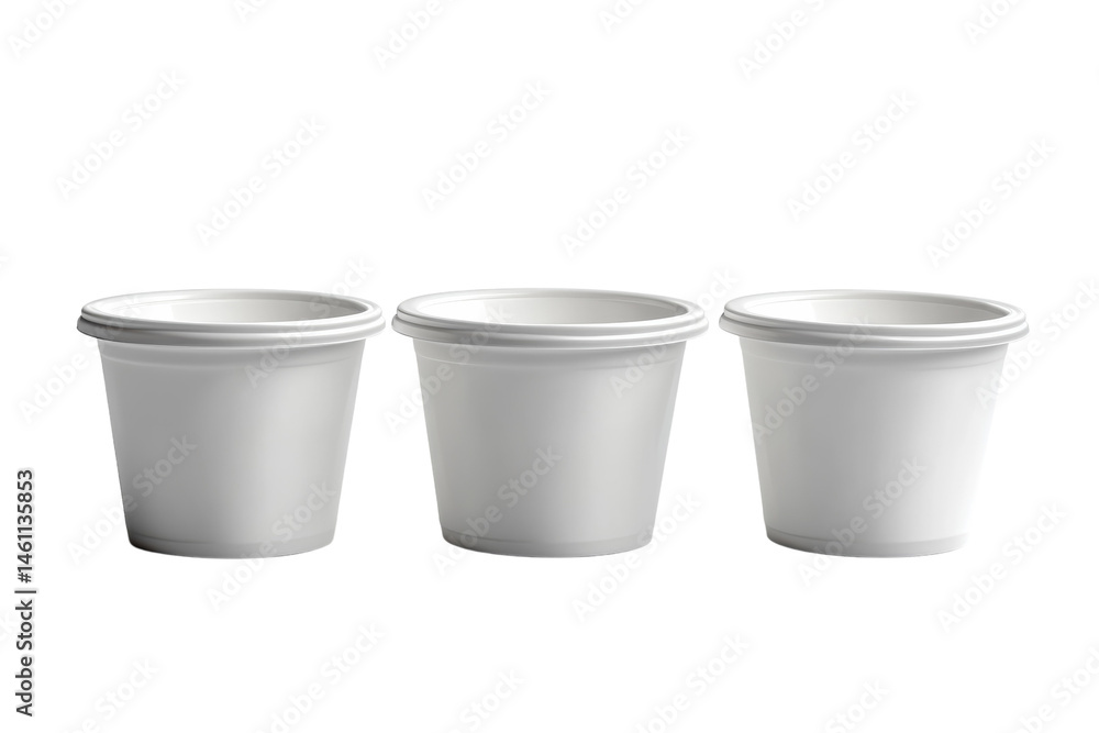 Three white plastic containers Three white plastic containers