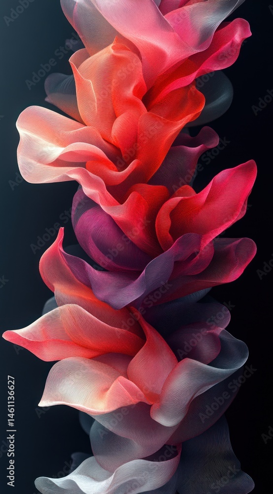 Naklejka premium Dynamic, fluid forms in vibrant hues create an abstract composition.