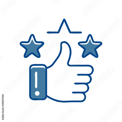 Thumbs Up Gesture with Stars Symbolizing Approval  