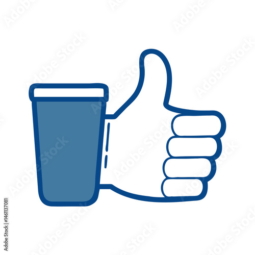 Hand giving thumbs up with a coffee cup  
