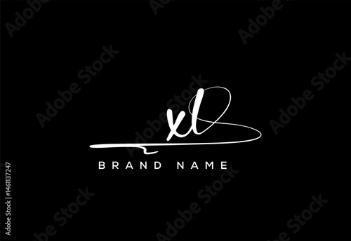 XL letter beauty handwriting vector logo.