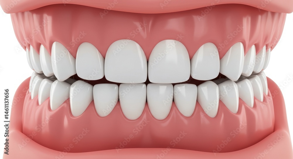 Obraz premium Closeup View Of Healthy Human Teeth And Gums 3D Render