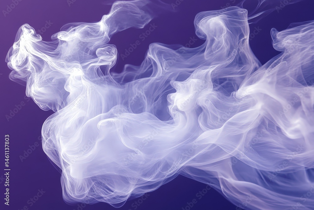 Obraz premium Abstract swirls of light purple vapor against a gradient backdrop.