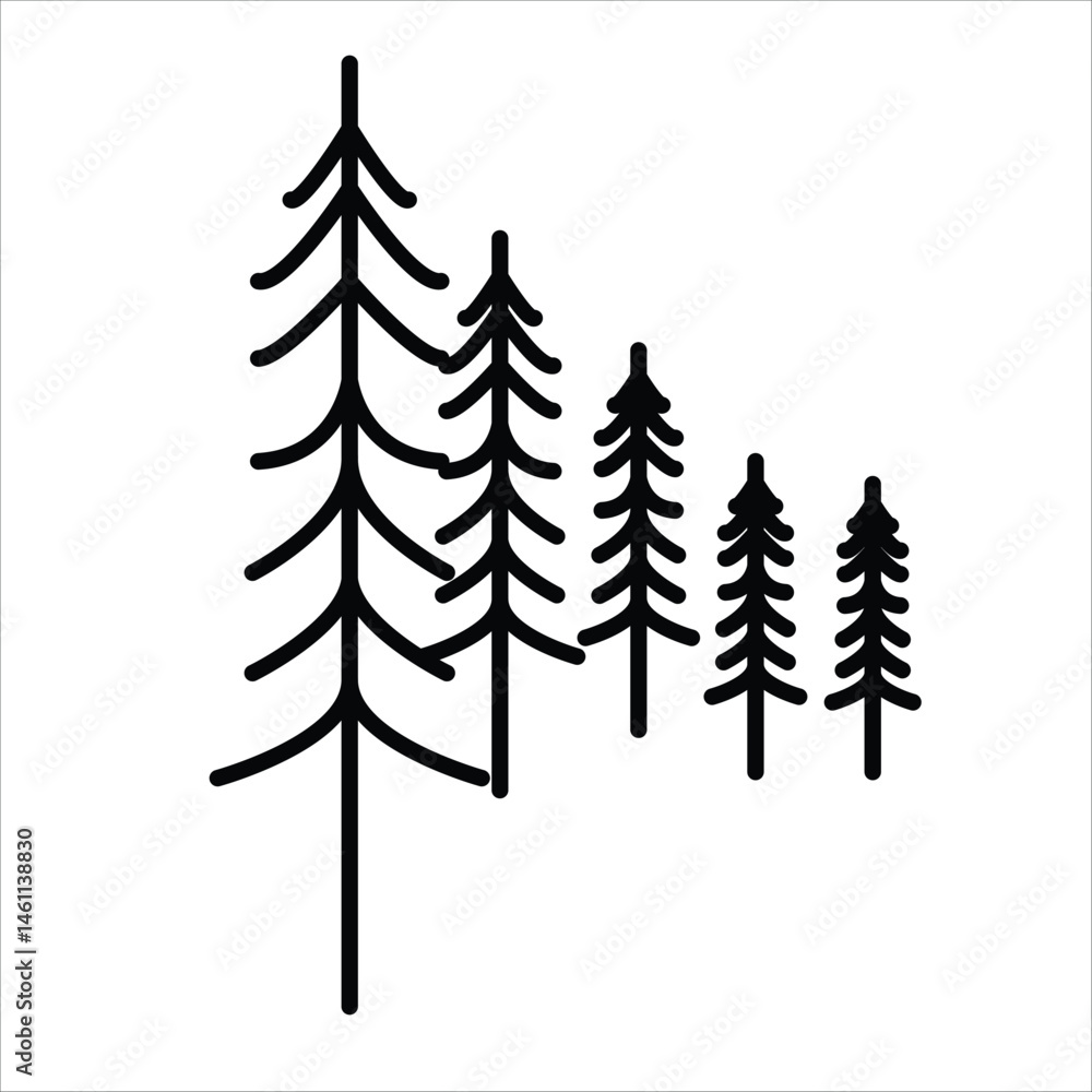 Obraz premium forest icon. pine tree thin line illustration, linear isolated on white isolated background for web