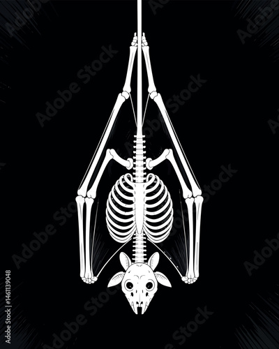 Creepy Cute Bat T-Shirt,Vintage anatomical bone structure graphic t-shirt design