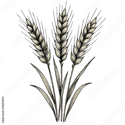 ears of wheat pencil sketch vector