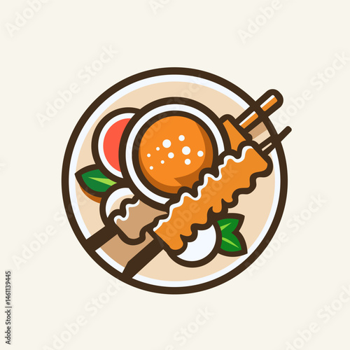 Cute Food Corn japanis Salad Vector Illustration 