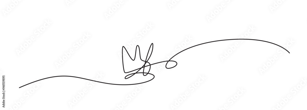 Continuous Thin Line Crown, Minimalist Crowns Drawing, One Line Art King Symbol