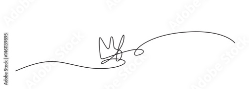 Continuous Thin Line Crown, Minimalist Crowns Drawing, One Line Art King Symbol