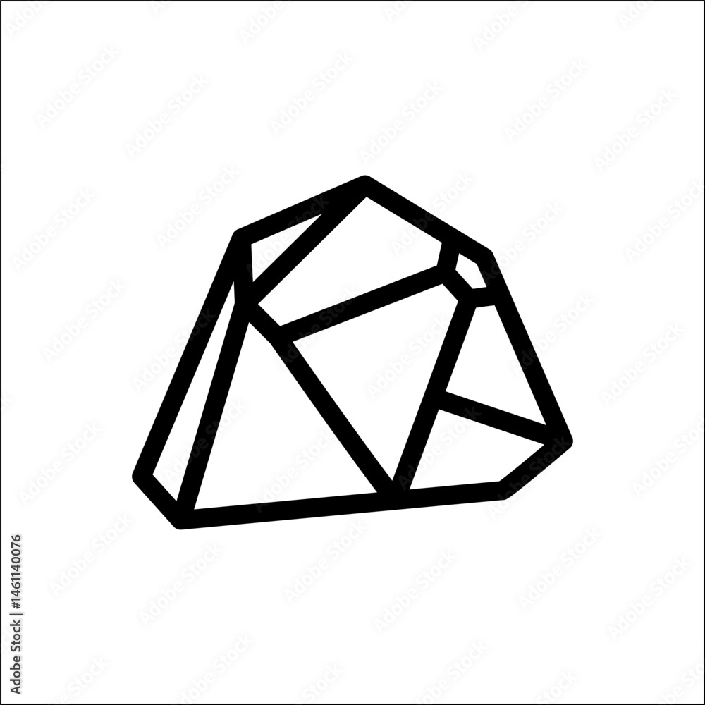 Rock stone vector line icon. Simple one boulder symbol, gravel, coal block illustration isolated
